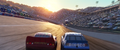 Cal Weathers and Lightning McQueen racing to the finish line at Rocker Arms International